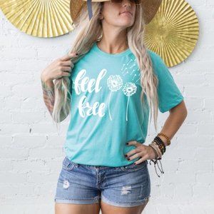 New Bella + Canvas Graphic Tee "Feel Free" Mint Green sz 3XL